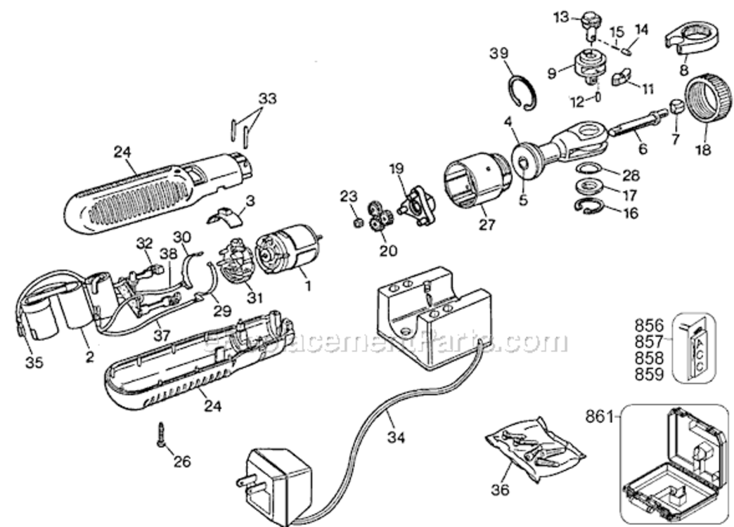 Page A Diagram and Parts List for 9050 Type 3 Black and Decker Ratchet